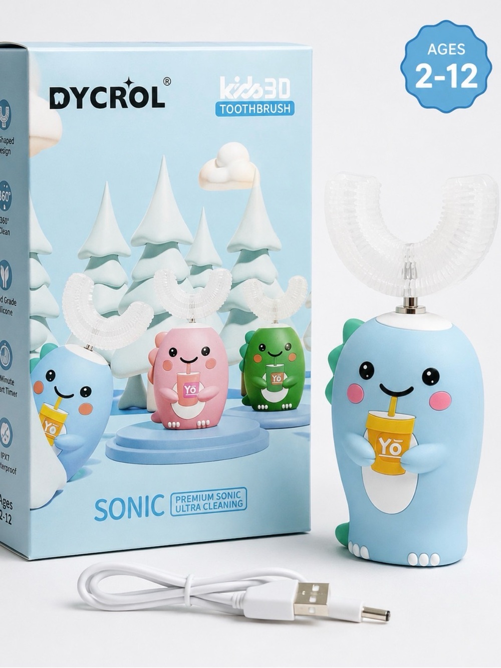 DyCrol Kids Sonic U-Shaped Toothbrush – Blue